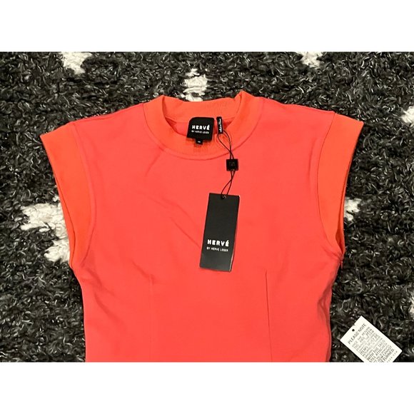 Hervé By Herve Leger coral sweatshirt mini dress XS NEW NWT - Picture 7 of 9
